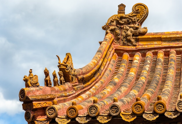 Photo roof decorations in the forbidden city, beijing - china