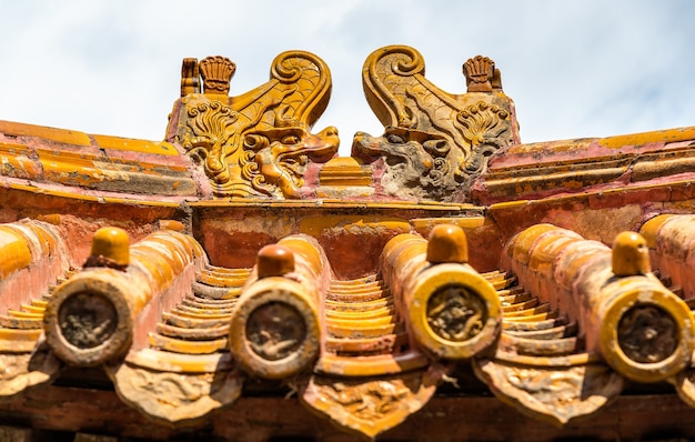 Roof decorations in the Forbidden City, Beijing - China