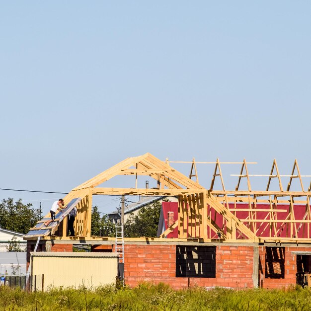 Foto tetto della casa in costruzione