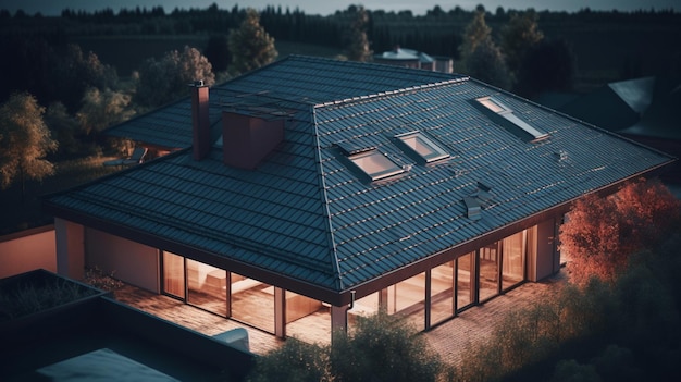 Photo roof of house generative ai