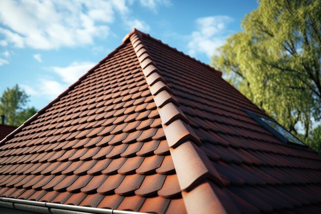 Roof of a house made of modern materials closeup