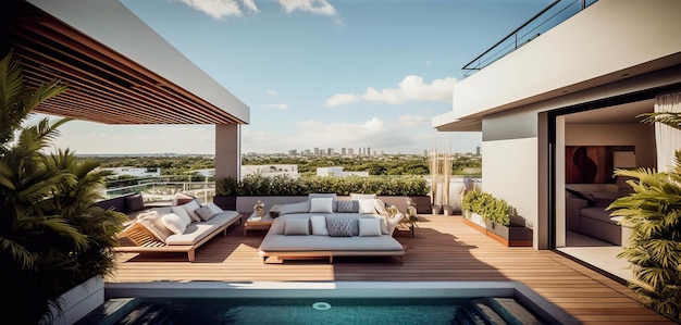 The roof terrace at the new miami beach club.