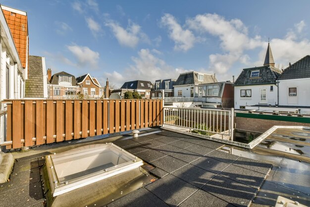 Photo a roof terrace with a view of a city