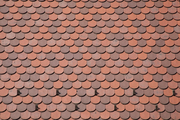 写真 屋根タイル テクスチャ タイル屋根のシームレスなパターン背景テラコッタ
