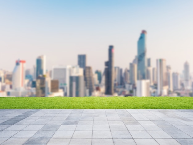 Roof top balcony with cityscape background