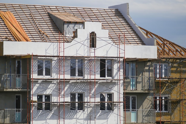 On the roof of an unfinished building