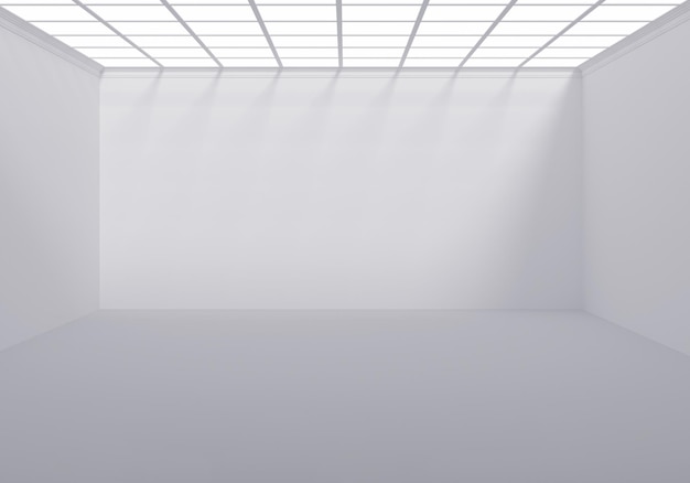 Roof with lights on Futuristic empty room exhibition in white background