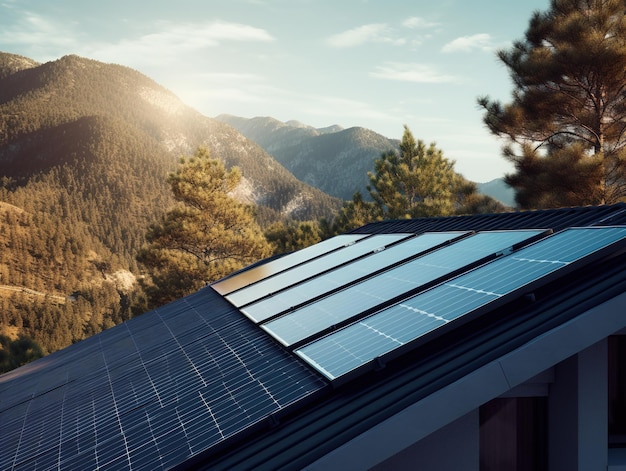 A roof with a solar panel on it