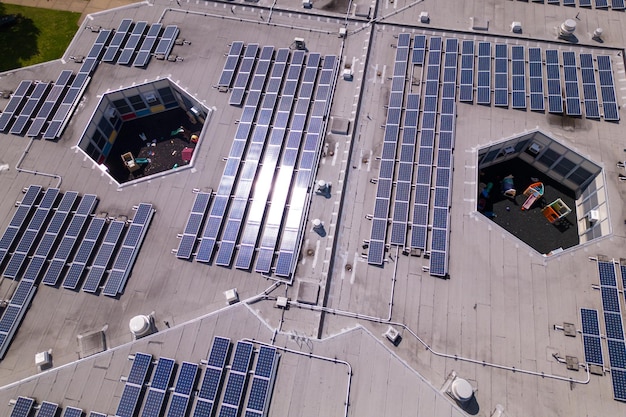 A roof with solar panels on it