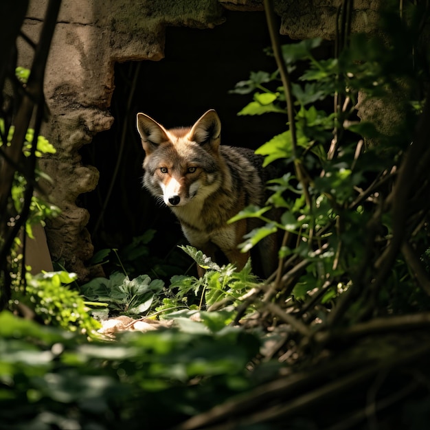 Roofdieren staren naar woeste en onbevreesde natuurfotografie