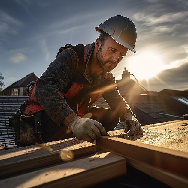 Roofer Uses Nail Gun to Secure Shingles Ultra Realistic