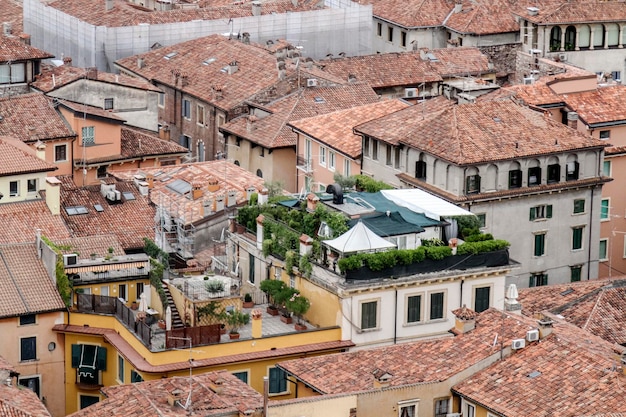 Roofs of Verona Italy as seem from the Lamberti tower height Torre dei Lamberti