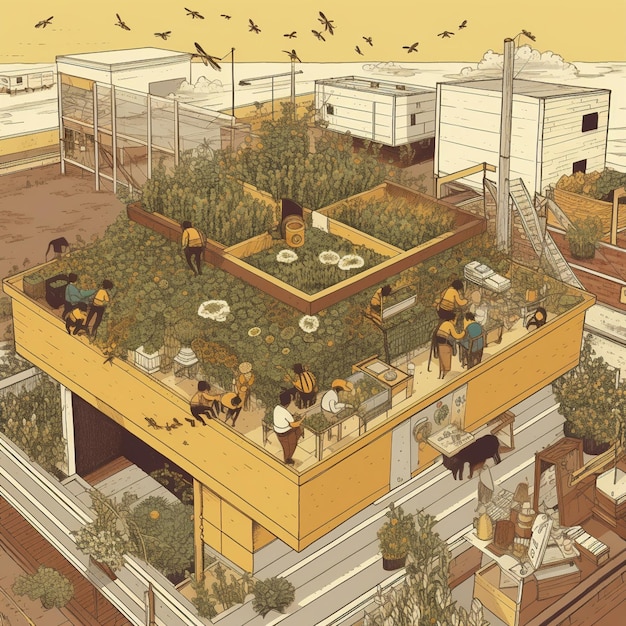 Rooftop Farm with Beehive