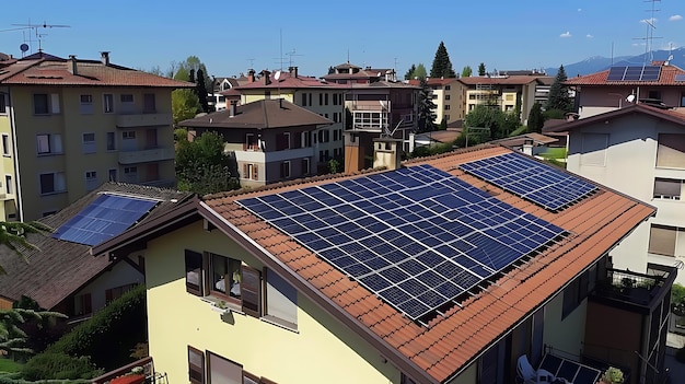 屋根上のソーラーパネルシステムはあなたの家のためにクリーンな再生可能エネルギーを生成する素晴らしい方法です
