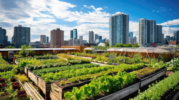 Photo rooftop urban farm
