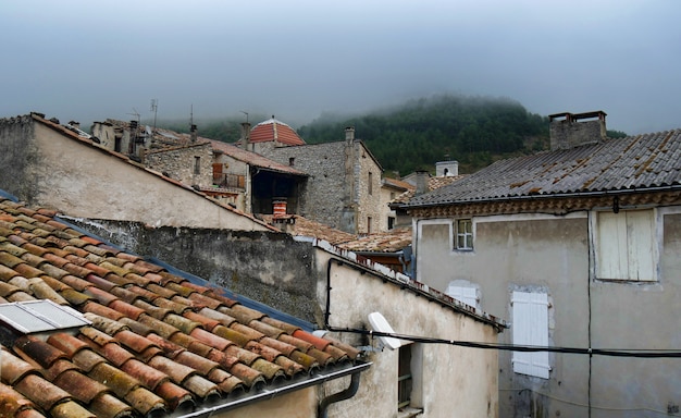 Rooftop view of a small French village