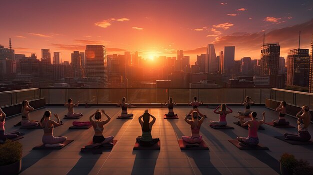 A rooftop yoga class in the heart of the city ultra