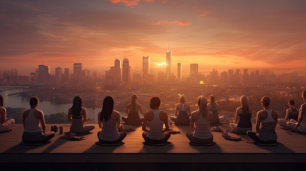 A rooftop yoga class in the heart of the city ultra