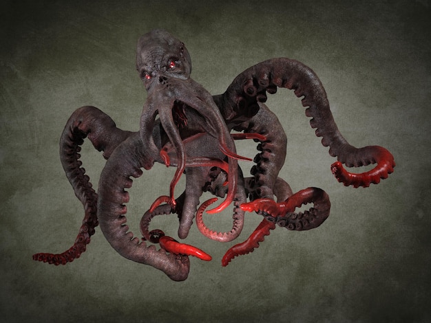 Foto roofzuchtige oceaanoctopus. 3d-illustraties