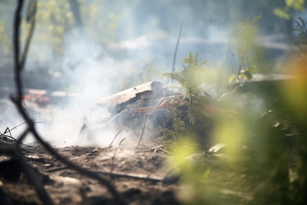 Foto rook- en asval op de omringende vegetatie