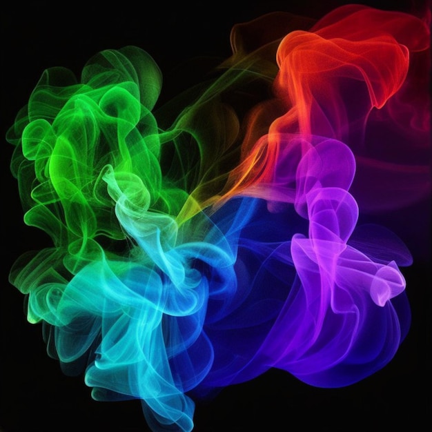 Rook kleurrijke 3D-illustratie zwarte achtergrond