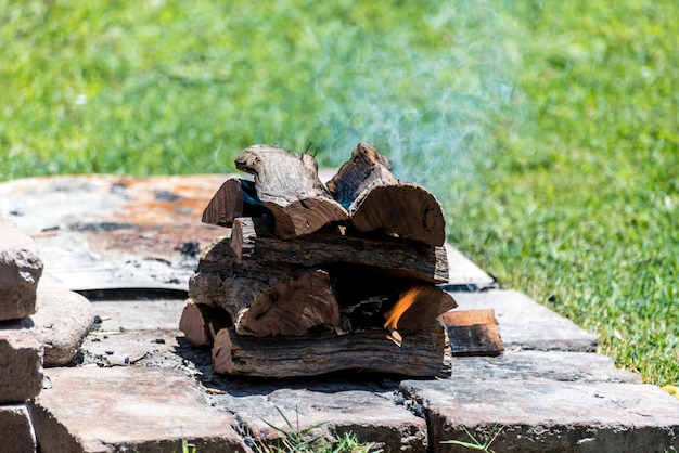 Rook logt in brand typisch argentijns eten gegrild vlees gegrild vlees