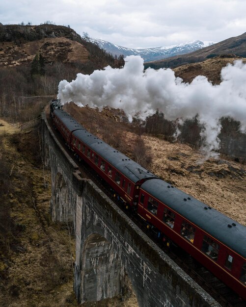 Foto rook uit de stoomtrein