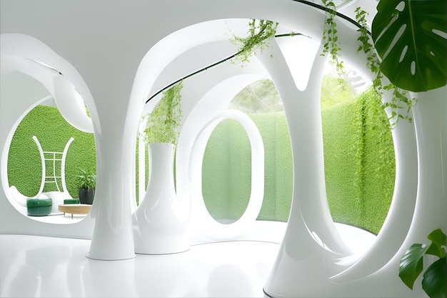 A room adorned with curved tubes