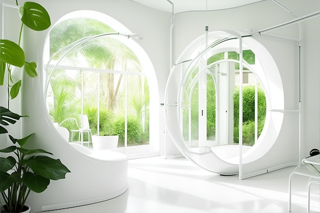 A room adorned with curved tubes