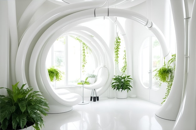 A room adorned with curved tubes