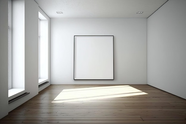 Room for art or a message with a wooden floor and a blank white wall