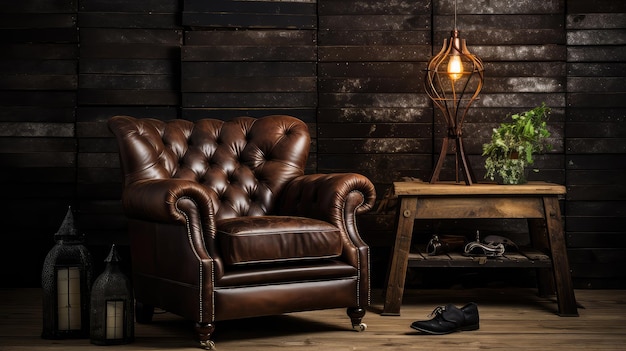 Photo room dark brown leather