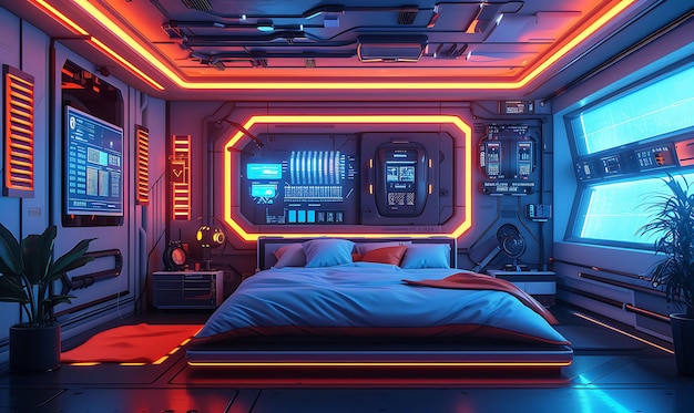 Room Decor Redefined Embrace Vibrant Neon Colors and Futuristic Cyberpunk Interior Design