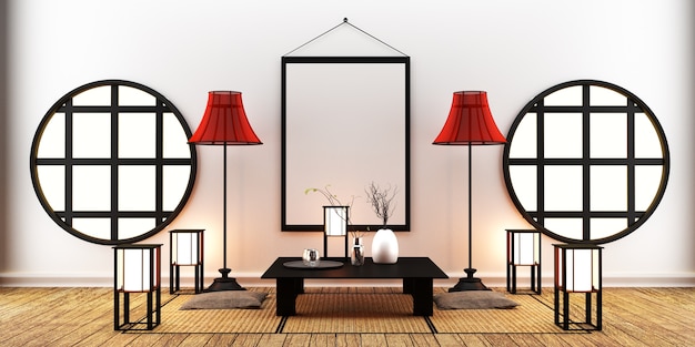 Room Design Japanese-style. 3D rendeirng