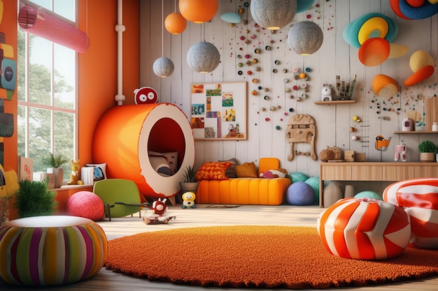 Room design for kids Beautiful illustration picture Generative AI