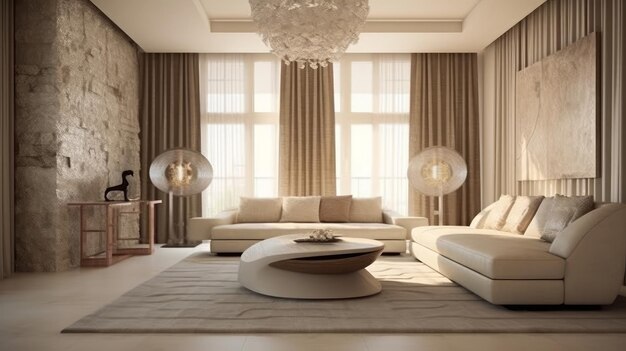 Premium Photo Room Designed In Neutral Color Palette And Rich Premium Photo Room Designed In Neutral Color Palette And Rich