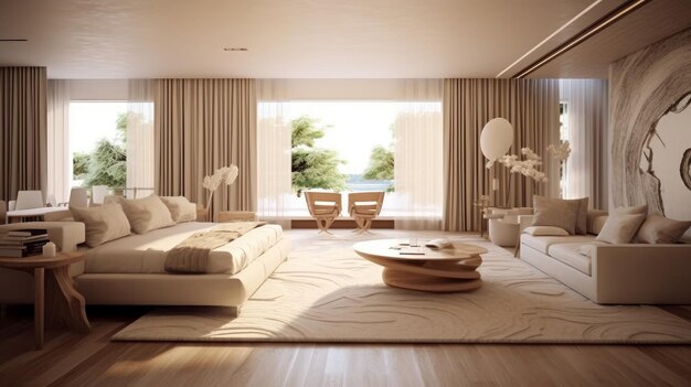 Premium Photo Room Designed In Neutral Color Palette And Rich Premium Photo Room Designed In Neutral Color Palette And Rich
