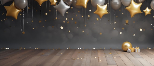 Room Filled With Balloons and Stars