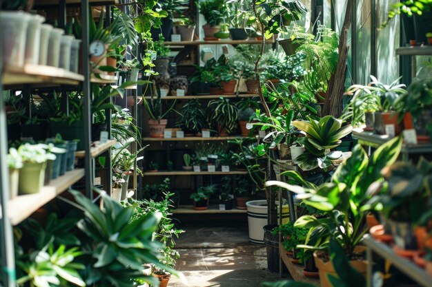 Photo a room filled with lots of potted plants