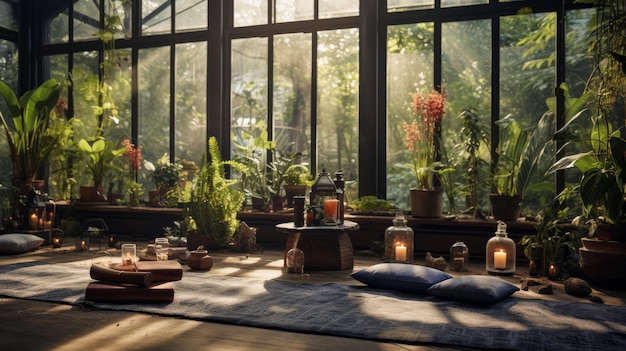 植物 と 家具 に 満ち た 部屋