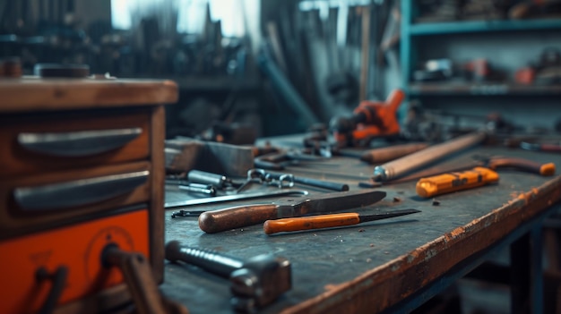 Photo a room filled with various tools on a table labor day