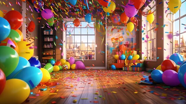 a room full of balloons