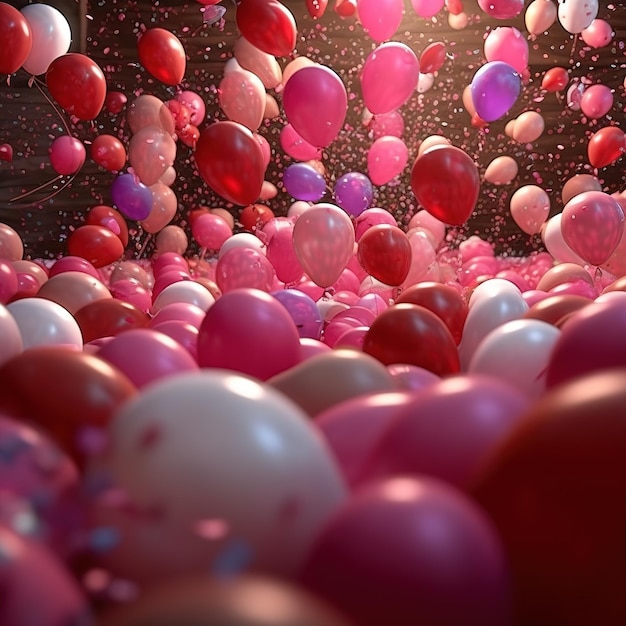 a room full of balloons