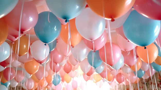 a room full of balloons