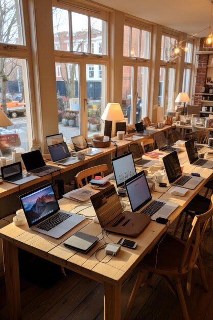 A room full of people working on their laptops