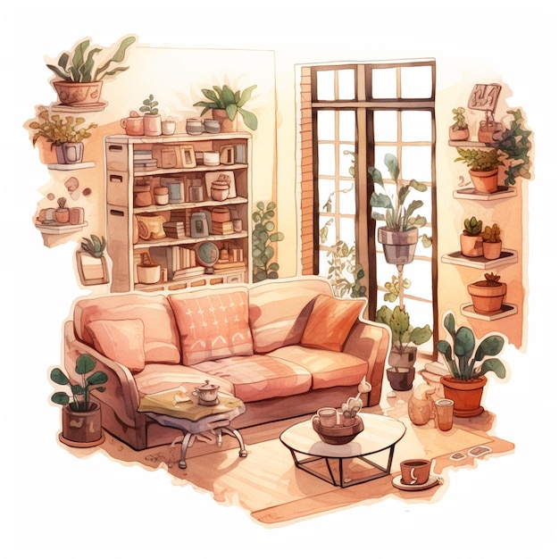 A room illustration water color