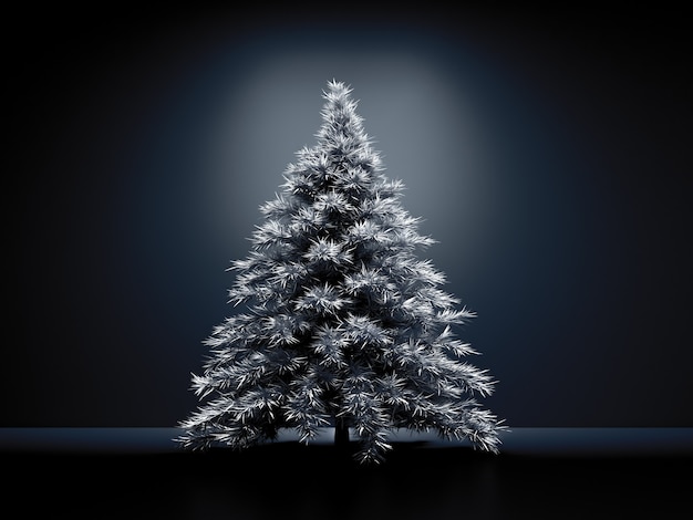 룸 인테리어 크리스마스 휴일 전나무 트리 배경 3d 그림 렌더링