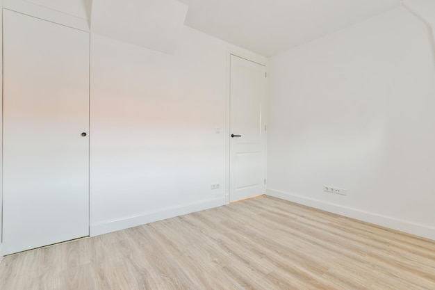 Room interior in daylight with parquet floor