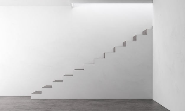 Photo room interior design and white stair and concrete texture wall