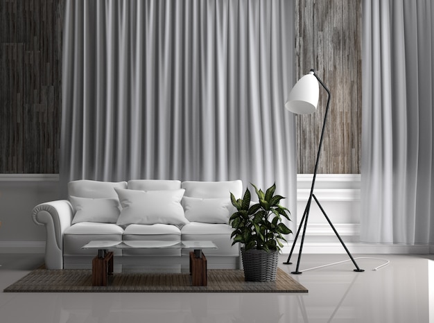 Room interior in Scandinavian style. 3D rendering